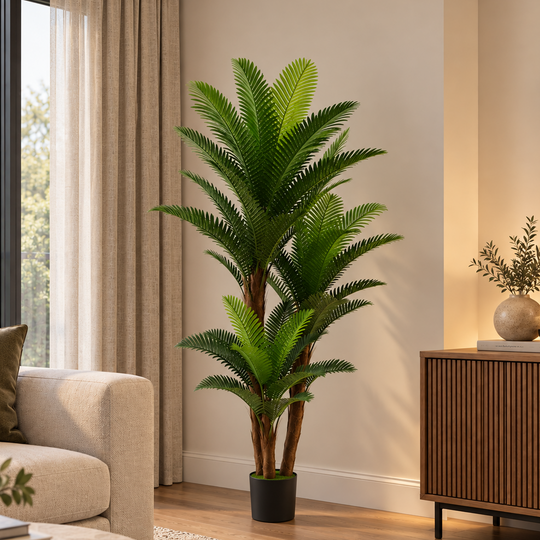 Planta Artificială Copac Tip Palmier, 3 Brate, 190 cm, Verde, cu Ghiveci