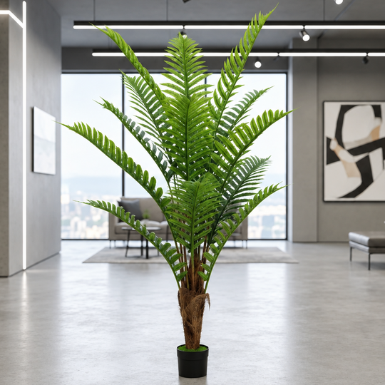 Planta Artificială Copac Tip Palmier Regal, 200 cm, 15 frunze, Verde, cu Ghiveci