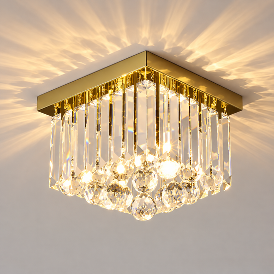Lustra Cristal MARTINEZ Linear Luxe, Diametru 35cm, 4x E14, Auriu Lucios