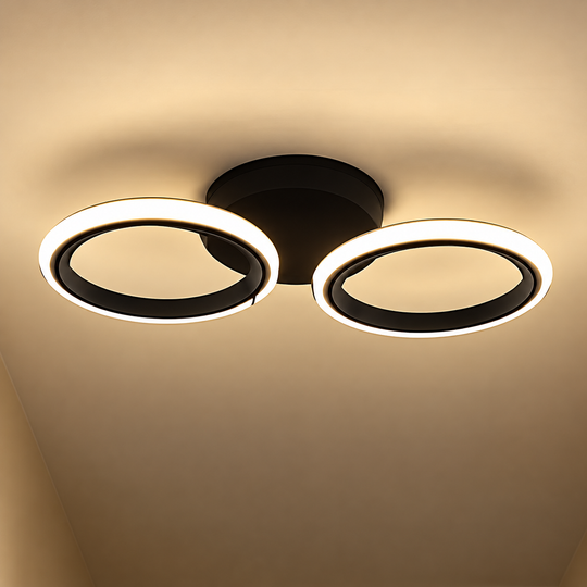 Lustra LED MARA 28W, 2 Cercuri, lumina Rece/Calda/Neutra, Negru