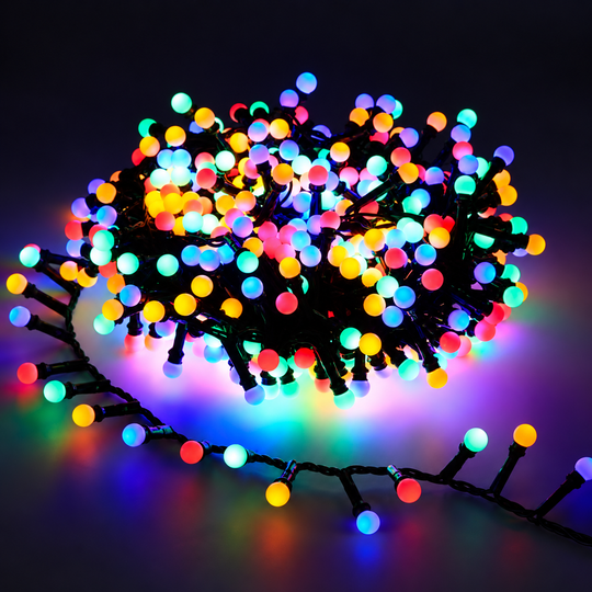 Instalatie de Craciun Liniara Tip Mini Globuri, Lumina Multicolora, 1000cm, 300 LED-uri, IP44