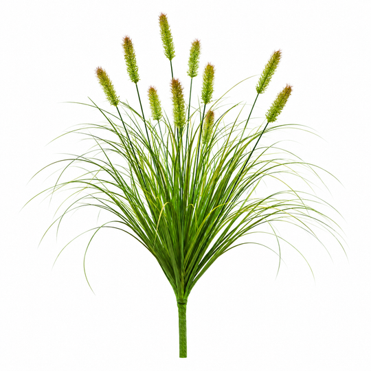 Planta Artificiala Iarba Ornamentala Tip Coada Vulpii, 100 cm, cu 12 Spice, Verde si Maro, Fara Ghiveci