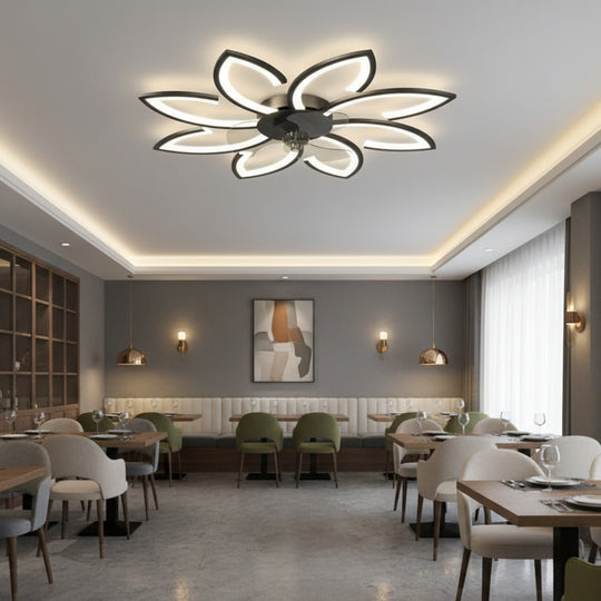 Lustra LED Ventilator ANEMO cu Telecomanda, 47W, D87cm, Lumina Rece/Neutra/Calda, Negru