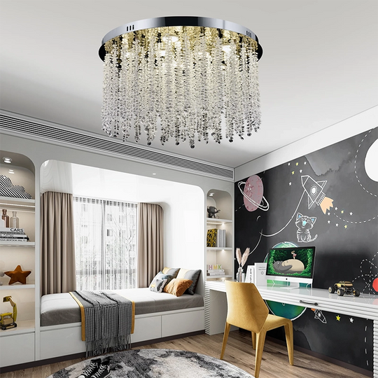 Candelabru LED Cristal LLC215/400WH Rotund, 22W, Lumina Rece/Calda/Neutra, Cristal, Auriu
