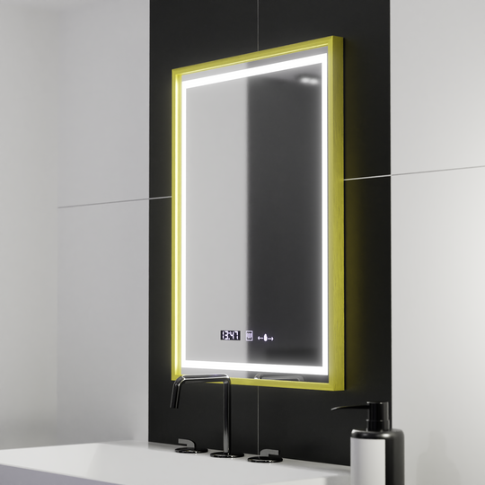 Oglinda LED Rectangulara, 50x70cm, Verite Royale Gold Motion Glow Marcello, Sistem Dezaburire, Ceas & Termometru, Dimabila Oglinzi Marcello Default Title Alessandro Design