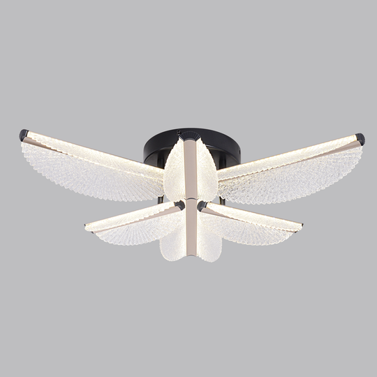 Lustra LED cu Telecomanda TULLIO 67W, 6 Petale, lumina Rece/Calda/Neutra, Dimabila, Negru Lustre LED cu Telecomanda Default Title Alessandro Design