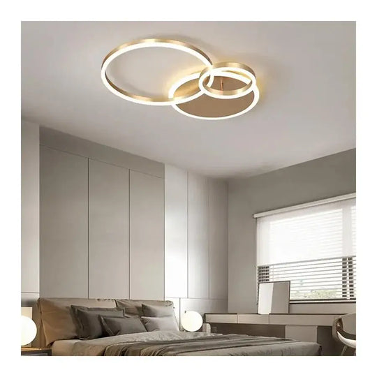 Lustra LED cu telecomanda MYRENE 110W, 2 Cercuri, lumina Rece/Calda/Neutra, Dimabila, Auriu Lustre LED cu Telecomanda Default Title Alessandro Design