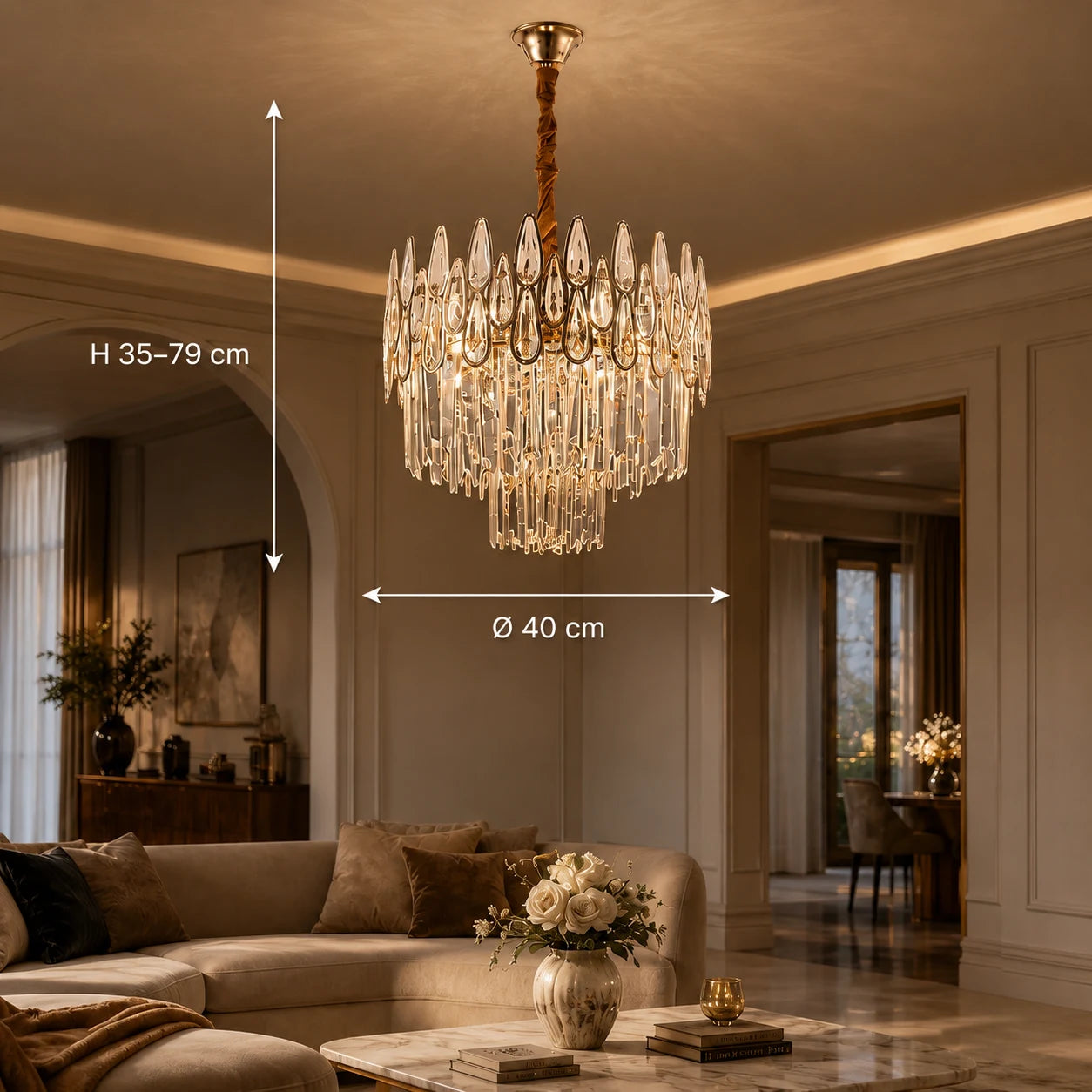 Candelabru Cristal ALHAMBRA Nobile 5x E14, Diametru 40cm, Auriu Lucios, Inaltime Reglabila - 01_CC920-400GD.png