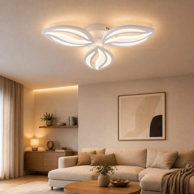 Lustra LED cu telecomanda ORCHID 40W, 3 Petale, lumina Rece/Calda/Neutra, Dimabila, Alb
