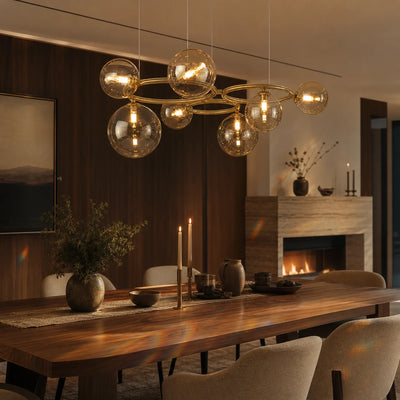 Lustra VENERE Luce, 3 Cercuri, 7xG9, Auriu, Metal , Inaltime Reglabila