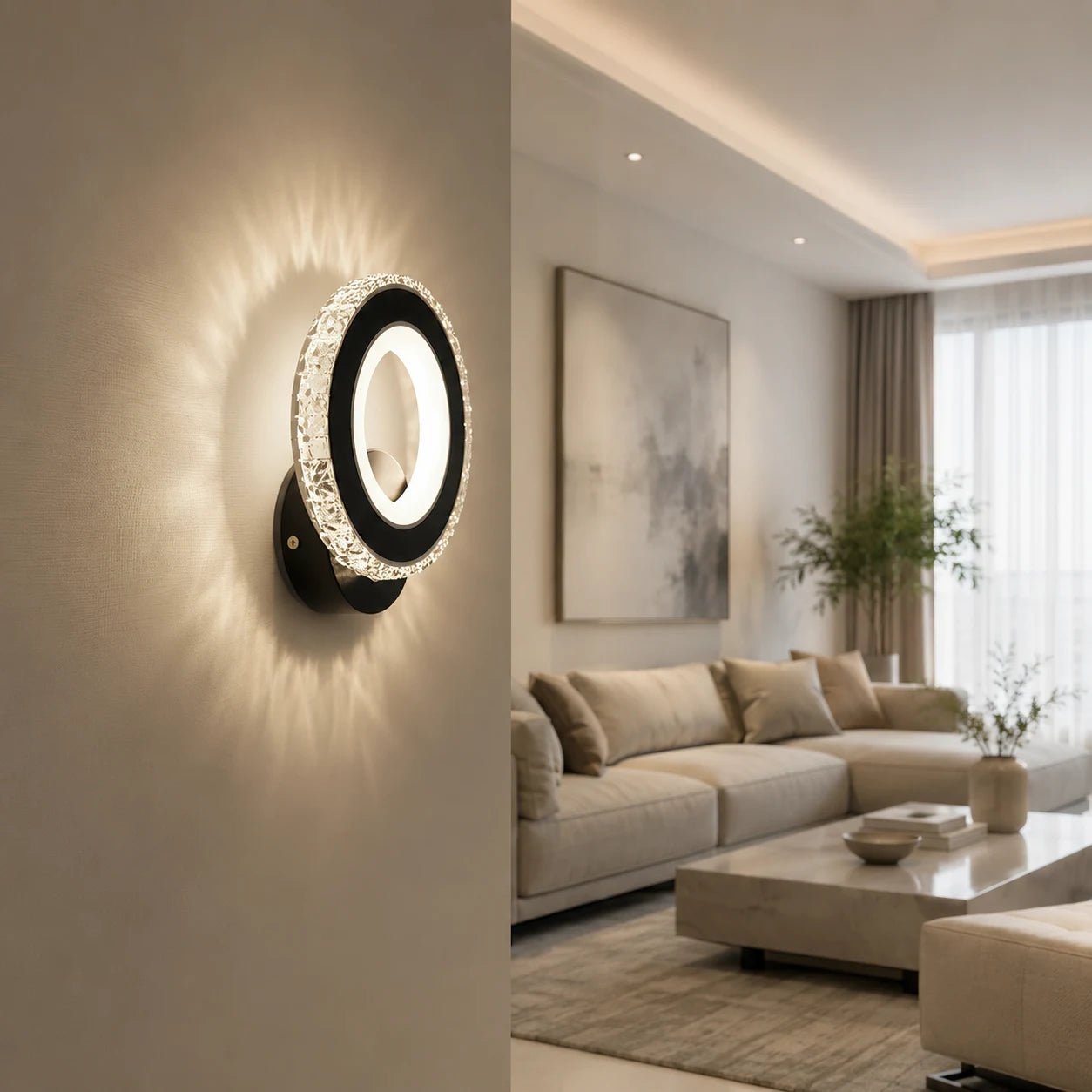 Aplica LED NOVA Rotonda, 16W, Negru & Inox, lumina Calda/Rece/Neutra - 02_AL073-1BK.png