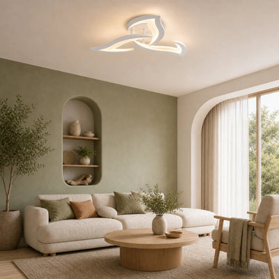 Lustra LED cu telecomanda LOTUS 32W, 3 Petale, lumina Rece/Calda/Neutra, Dimabila, Alb