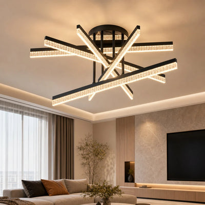 Lustra LED cu Telecomanda LT179/5BK, 68W, 5 Elemente, Lumina Rece/Clada/Neutra, Dimabila, Negru