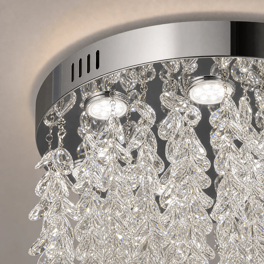 Candelabru LED Cristal LLC215/550WH Rotund, 29W, Lumina Rece/Calda/Neutra, Cristal, Auriu