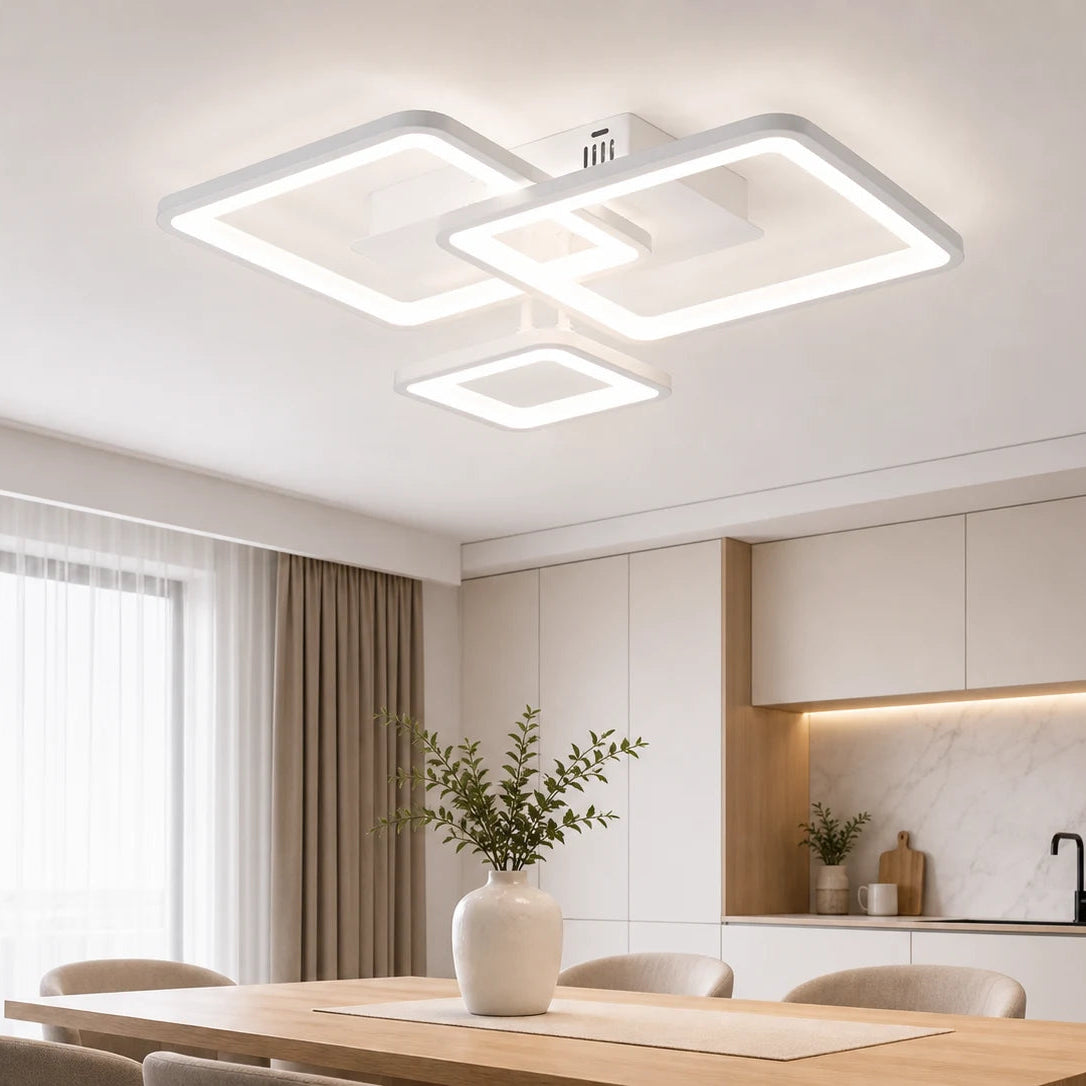 Lustra LED cu telecomanda ZOE, 60W, 3 Patrate, lumina Rece/Calda/Neutra, Dimabila, Alb, Metal si Acril - LT808-3WH_dining.png