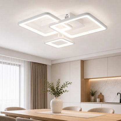 Lustra LED cu telecomanda ZOE, 60W, 3 Patrate, lumina Rece/Calda/Neutra, Dimabila, Alb, Metal si Acril - LT808-3WH_dining.png