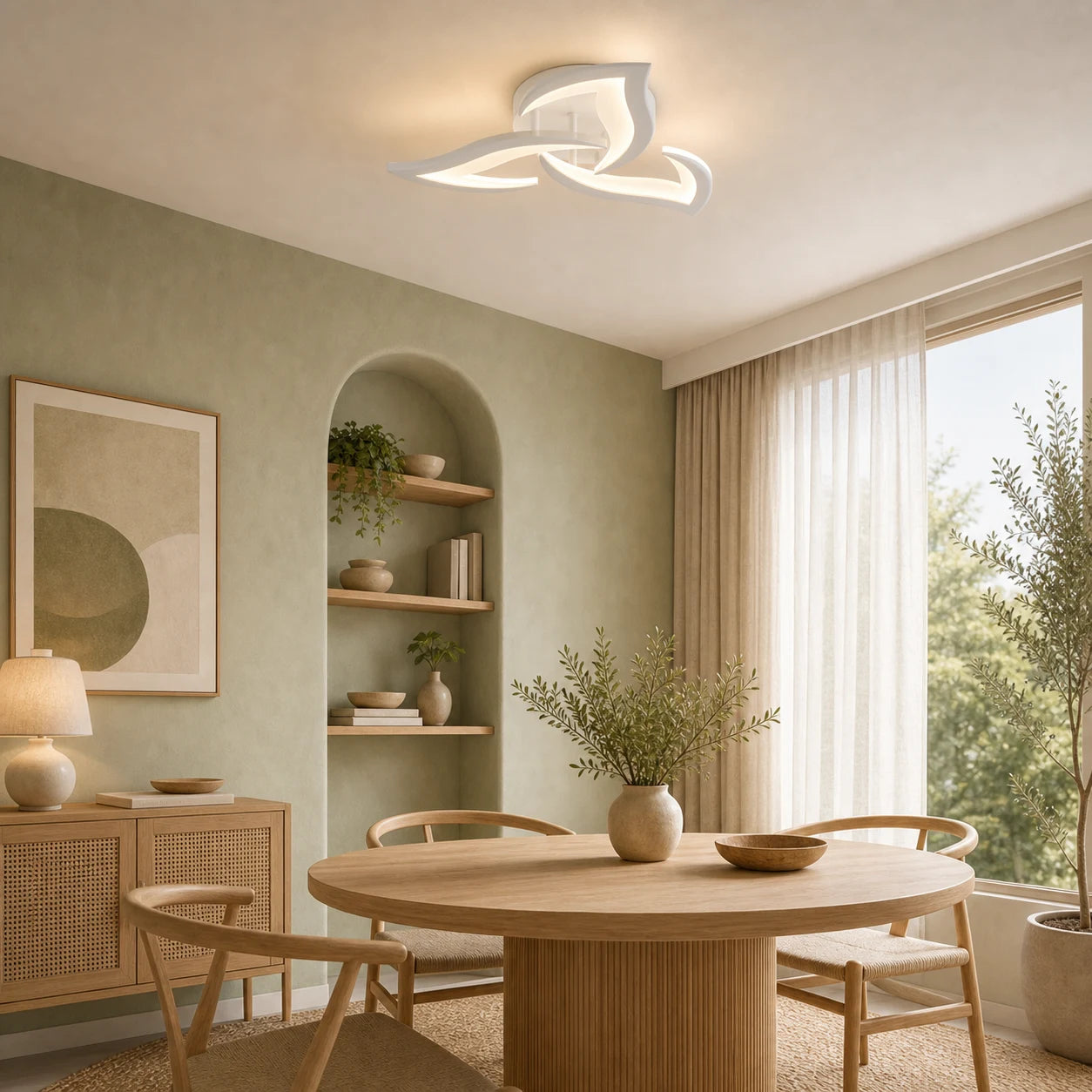 Lustra LED cu telecomanda LOTUS 32W, 3 Petale, lumina Rece/Calda/Neutra, Dimabila, Alb - LT660-3WH_tone.png