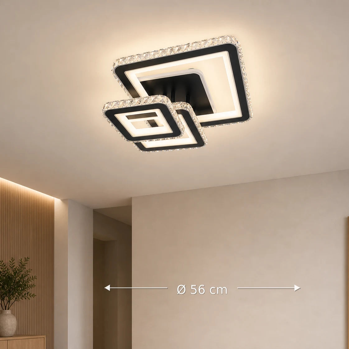 Lustra LED cu telecomanda si cristal LEILA 88W, 3 Patrate, lumina Rece/Calda/Neutra, Dimabila, Negru Crom Lucios - 08_LT078-3BK.png