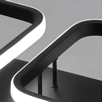 Lustra LED VERTEX 45W, 4 Patrate, Liniara, lumina Rece/Calda/Neutra, Neagra