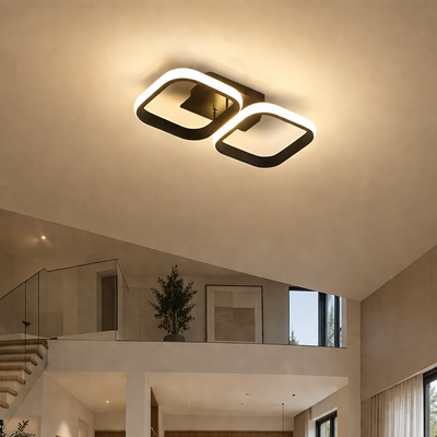 Lustra LED VERTEX 21W, 2 Patrate, Liniara, lumina Rece/Calda/Neutra, Neagra