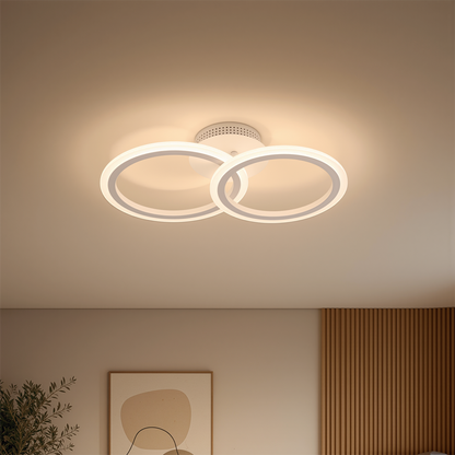 Lustra LED cu telecomanda BETTY 27W, 2 Cercuri, lumina Rece/Calda/Neutra, Dimabila, Alb