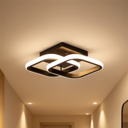 Lustra LED VERTEX Matrix Romburi Suprapuse, Rame Metalice, 24W, 2 Romburi, Lumina Rece/Calda/Neutra 3000K/4000K/6000K, Negru, Metal si Silicon