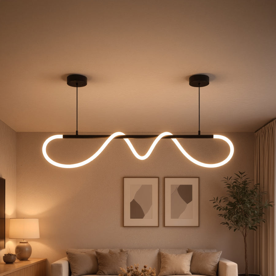 Lustra LED DIVINO cu Tub Silicon Flexibil – 24W, Lumina Reglabila, Negru Mat