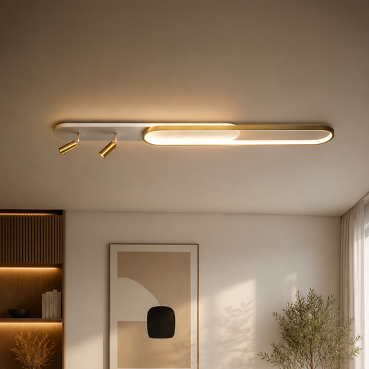 Lustra LED cu Proiector Reglabil FISSO Camilla, 66W, lumina Rece/Calda/Neutra, Auriu Lucios