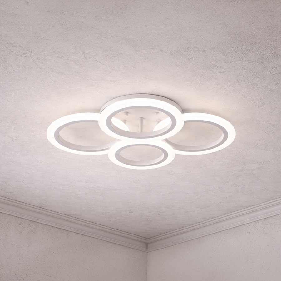 Lustra LED cu telecomanda  BETTY 43W, 4 Cercuri, lumina Rece/Calda/Neutra, Dimabila, Alb