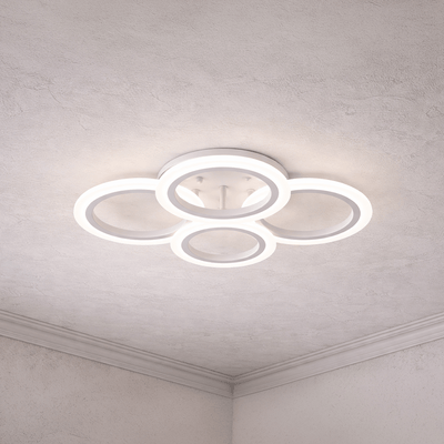 Lustra LED cu telecomanda  BETTY 43W, 4 Cercuri, lumina Rece/Calda/Neutra, Dimabila, Alb