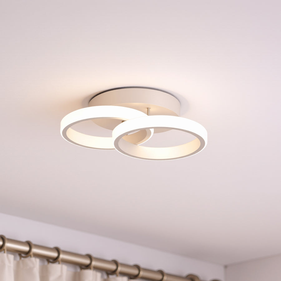 Lustra LED VERTEX CIRCULA 21W, 2 Cercuri, Rame Metalice, lumina Rece/Calda/Neutra, Alb