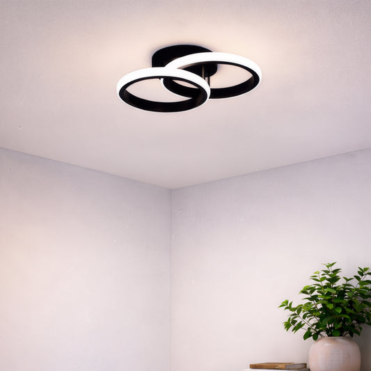 Lustra LED VERTEX CIRCULA 21W, 2 Cercuri, Rame Metalice, lLumina Rece/Calda/Neutra 3000K/4000K/6000K, Negru, Metal