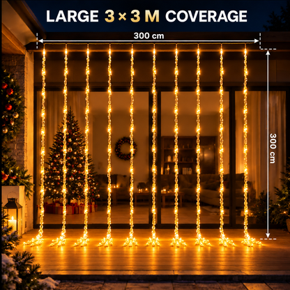 Instalatie de Craciun Tip Ploaie, Lumina Calda, 300 x 300cm, 320 LED-uri