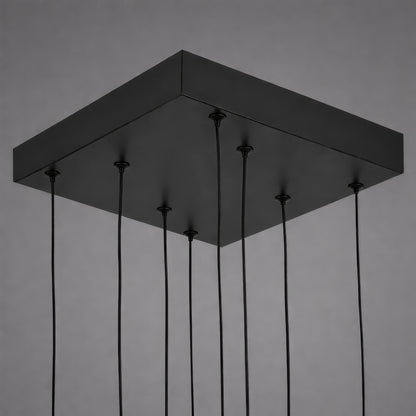 Lustra LED cu telecomanda ,Suspendata 96W, 4 Elemente, lumina Rece/Calda/Neutra, Dimabila, Inaltime Reglabila, Negru