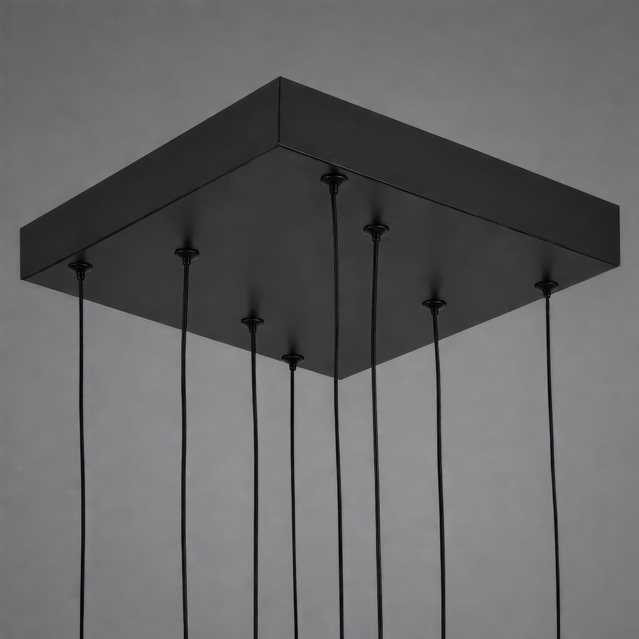 Lustra LED cu telecomanda ,Suspendata 96W, 4 Elemente, lumina Rece/Calda/Neutra, Dimabila, Inaltime Reglabila, Negru