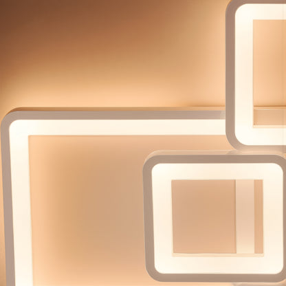 Lustra LED cu telecomanda ELLA 119W, 6 Patrate, lumina Rece/Calda/Neutra, Dimabila, Alb