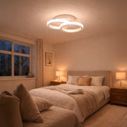 Lustra LED VERTEX CIRCULA 21W, 2 Cercuri, Rame Metalice, lumina Rece/Calda/Neutra, Alb