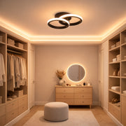 Lustra LED VERTEX CIRCULA 21W, 2 Cercuri, Rame Metalice, lLumina Rece/Calda/Neutra 3000K/4000K/6000K, Negru, Metal