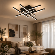 Lustra LED cu Telecomanda LINEX, 81W, 6 Elemente, Liniara, lumina Rece/Calda/Neutra, Dimabila, Negru