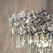 Candelabru Cristal WINDSOR Nobile 5xE14, Diametru 39cm, Crom Lucios, Inaltime Reglabila