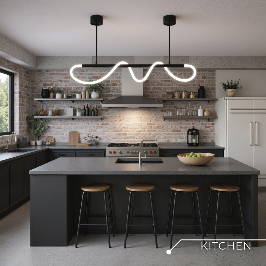 Lustra LED DIVINO cu Tub Silicon Flexibil – 24W, Lumina Reglabila, Negru Mat