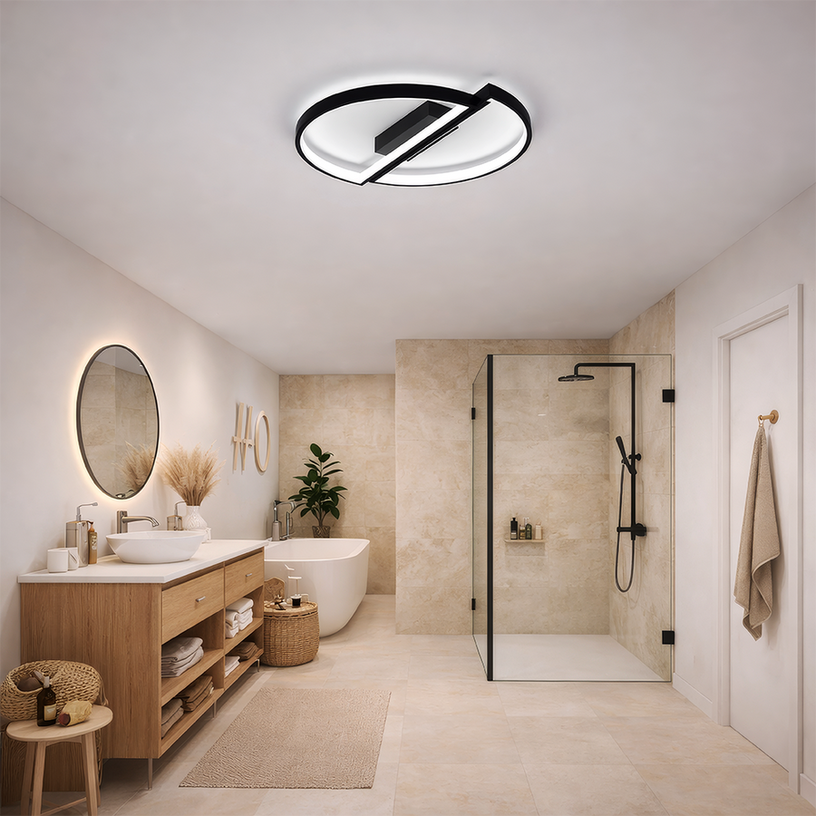 Lustra LED cu telecomanda VECTOR ARCUS 52W, 2 Elemente, lumina Rece/Calda/Neutra, Dimabila, Negru