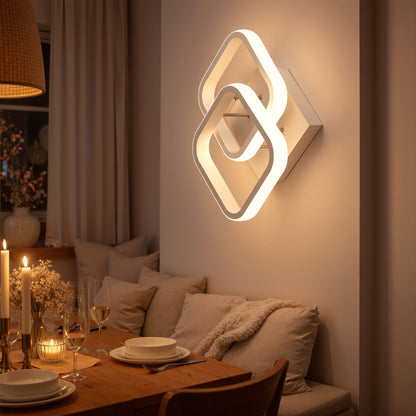 Lustra LED VERTEX Matrix, Romburi Suprapuse, Rame Metalice, 24W, 2 Romburi, Lumina Rece/Calda/Neutra 3000K/4000K/6000K, Alb