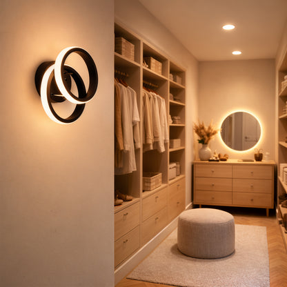 Lustra LED VERTEX CIRCULA 21W, 2 Cercuri, Rame Metalice, lLumina Rece/Calda/Neutra 3000K/4000K/6000K, Negru, Metal