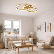 Lustra LED cu telecomanda RINOVA 66W, 2 Cercuri, lumina Rece/Calda/Neutra, Dimabila, Auriu Lucios