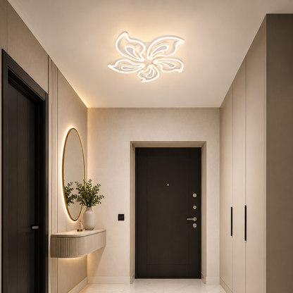 Lustra LED cu telecomanda GLORIOSA 95W, 5 Petale, lumina Rece/Calda/Neutra, Dimabila, Alb