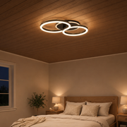 Lustra LED cu telecomanda RINOVA 66W, 2 Cercuri, lumina Rece/Calda/Neutra, Dimabila, Negru