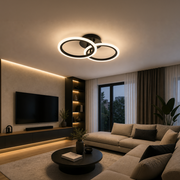 Lustra LED cu telecomanda BETTY 27W, 2 Cercuri, lumina Rece/Calda/Neutra, Dimabila, Negru