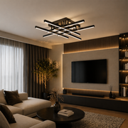 Lustra LED cu Telecomanda LINEX, 81W, 6 Elemente, Liniara, lumina Rece/Calda/Neutra, Dimabila, Negru
