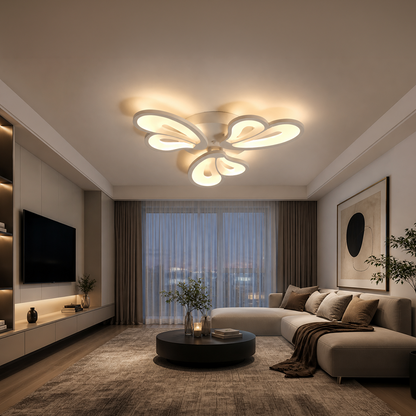 Lustra LED cu telecomanda BLOSSOM 40W, 3 Petale, lumina Rece/Calda/Neutra, Dimabila, Alb